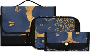 Foldable Hanging Travel Toiletry Organizer Set 3-Piece with Cosmetic Bag & Brush Holder - Elephant (9)