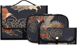 Foldable Hanging Travel Toiletry Organizer Set 3-Piece with Cosmetic Bag & Brush Holder - Lion (6)