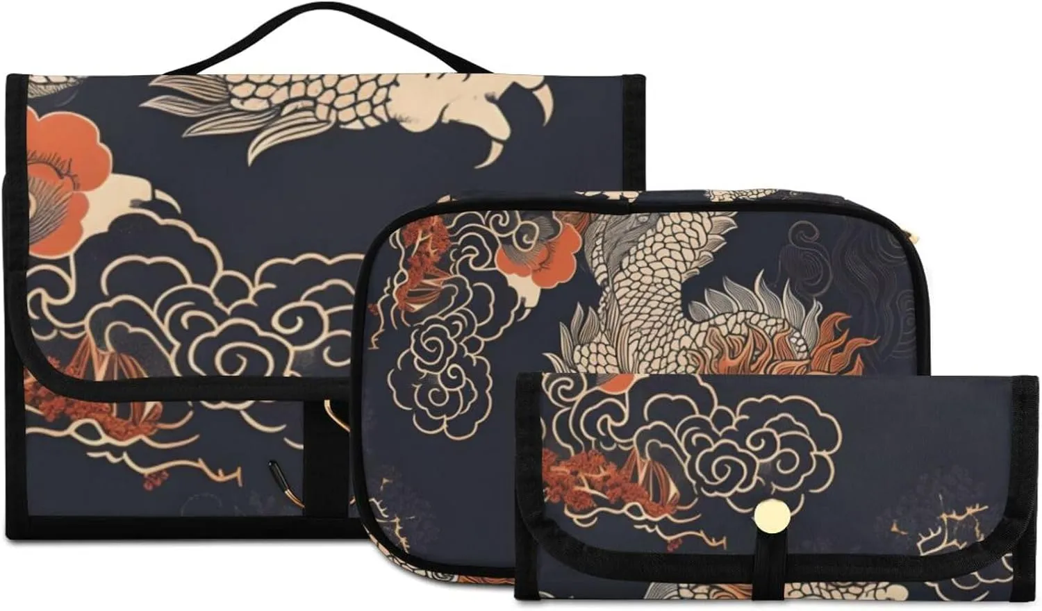 Foldable Hanging Travel Toiletry Organizer Set 3-Piece with Cosmetic Bag & Brush Holder - Lion (6)