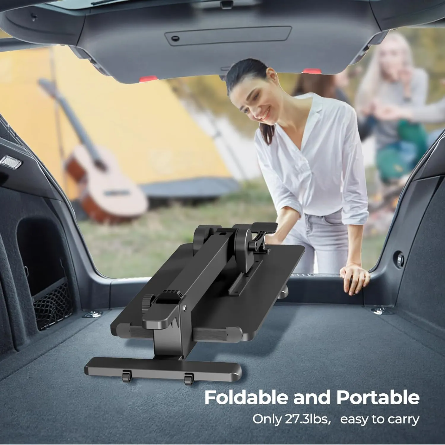 Foldable Mobile Standing Desk, 27 Inch Small Rolling Laptop Cart Height Adjustment, 90° Tiltable Sofaside Table, No Assembly Needed Portable Computer Workstation, Black