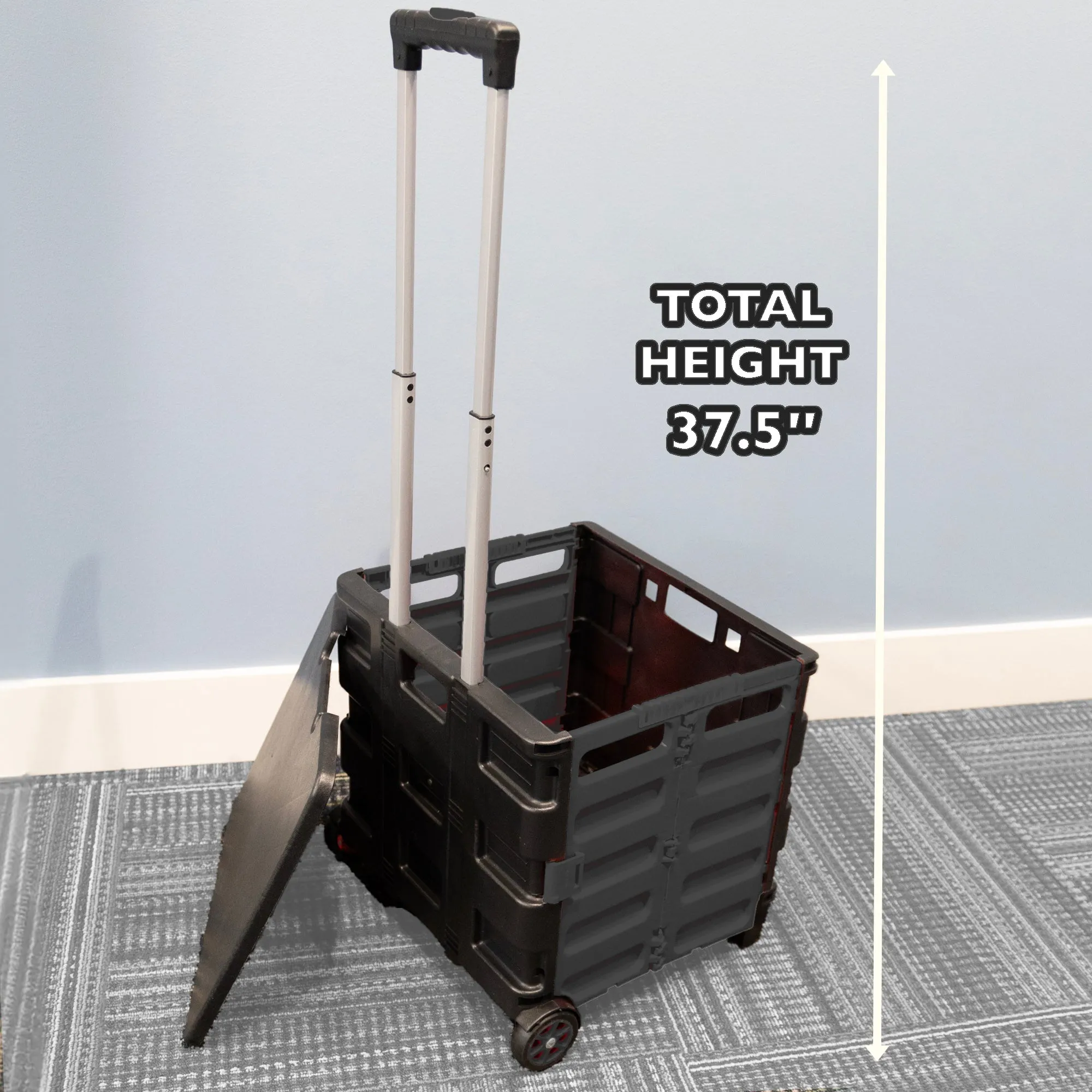 Foldable Rolling Cart w/ Lid Cover Black 16" X 18" X 15"