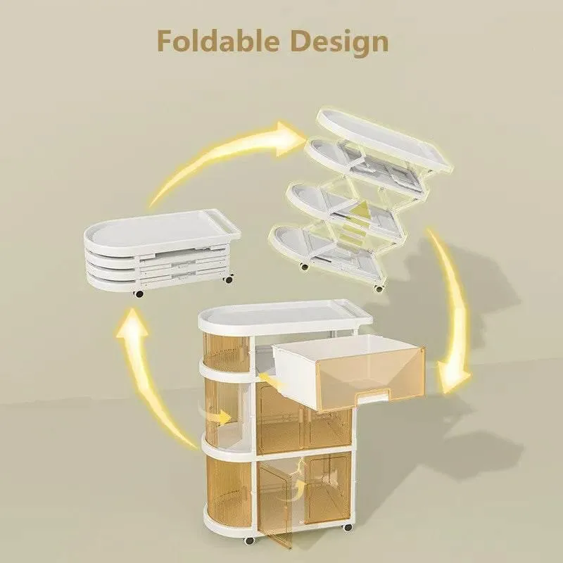 Foldable Trolley Organizer - Multi-Layer Storage Cart