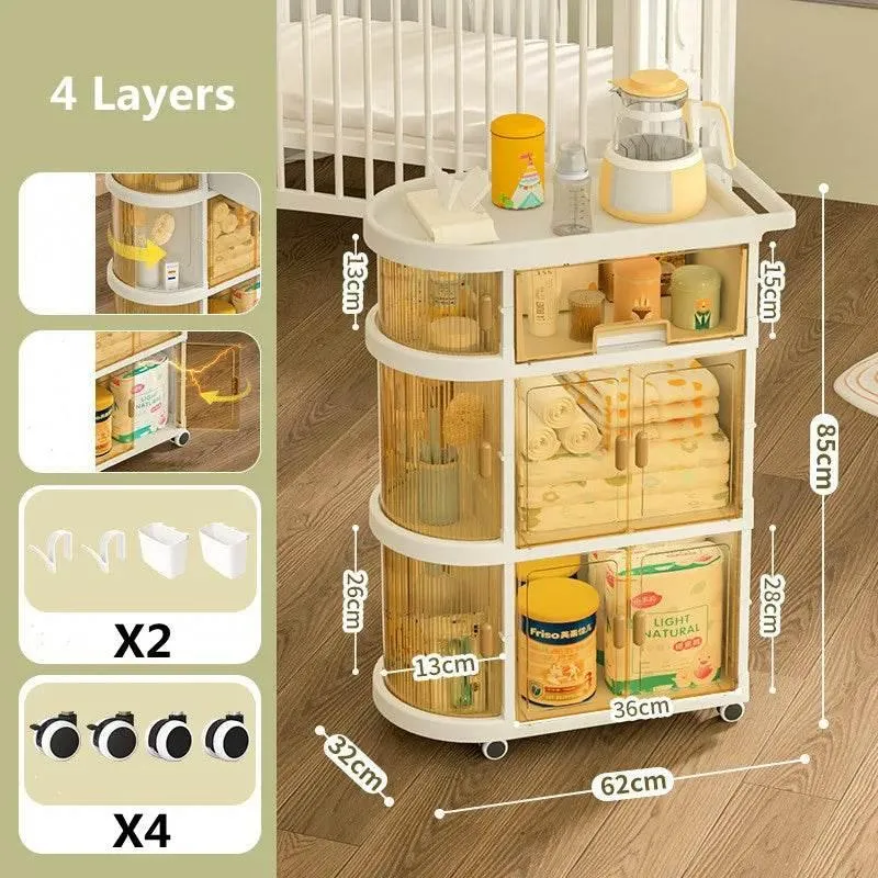 Foldable Trolley Organizer - Multi-Layer Storage Cart