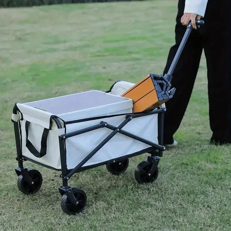 Foldable Wagon Cart, Heavy-Duty Multi-Purpose Garden Cart, All-Terrain Foldable WagonSide Pockets, Large Capacity Space, f