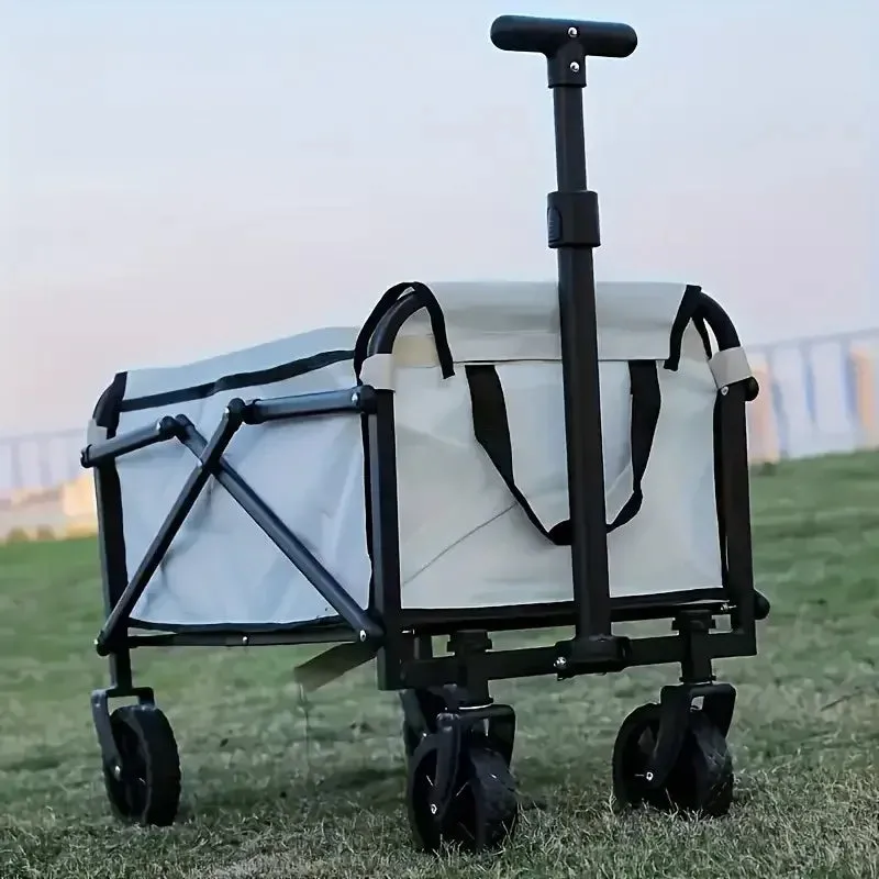Foldable Wagon Cart, Heavy-Duty Multi-Purpose Garden Cart, All-Terrain Foldable WagonSide Pockets, Large Capacity Space, f