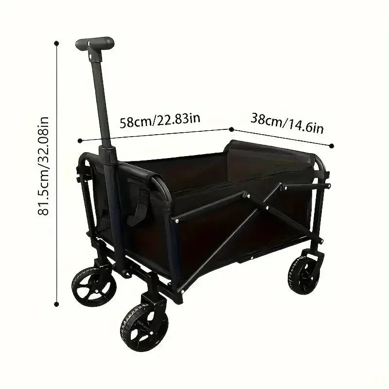 Foldable Wagon Cart, Heavy-Duty Multi-Purpose Garden Cart, All-Terrain Foldable WagonSide Pockets, Large Capacity Space, f