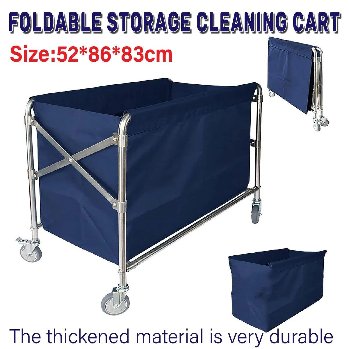 Folding Linen Trolley with Hand Push Design for Storage Room Cleaning Service