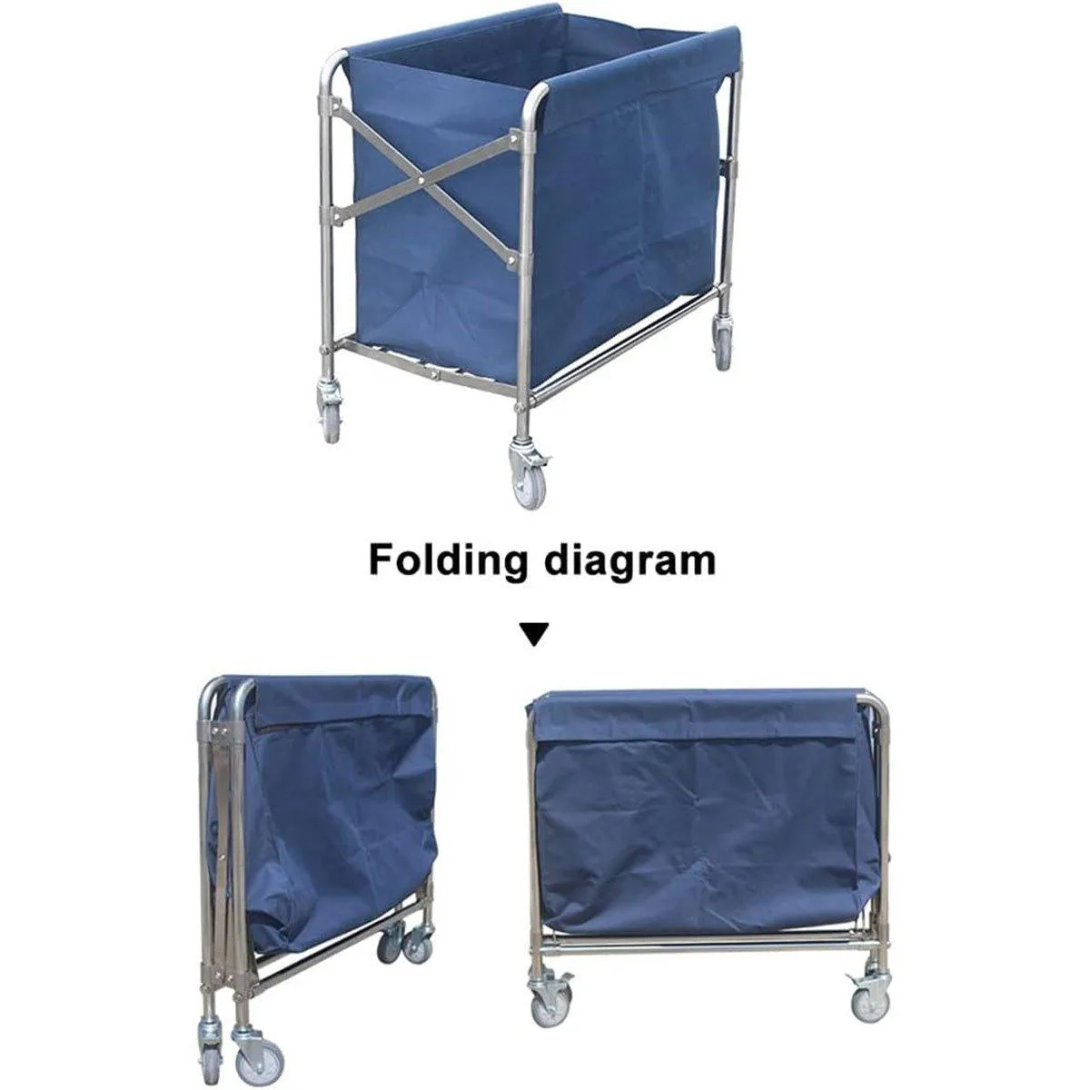 Folding Linen Trolley with Hand Push Design for Storage Room Cleaning Service