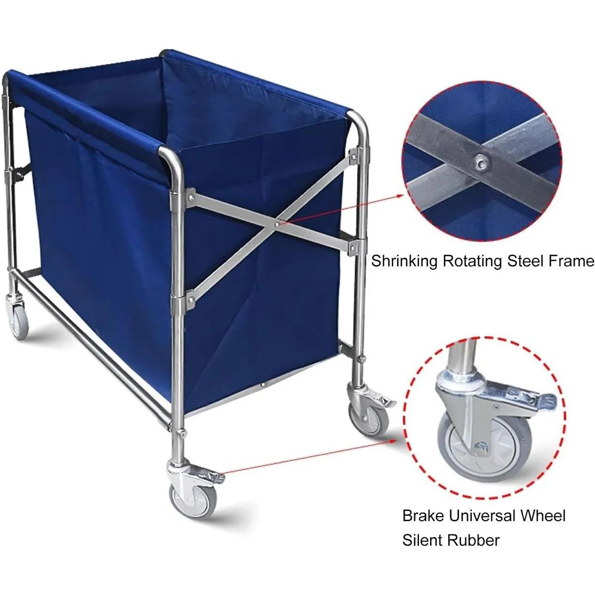 Folding Linen Trolley with Hand Push Design for Storage Room Cleaning Service