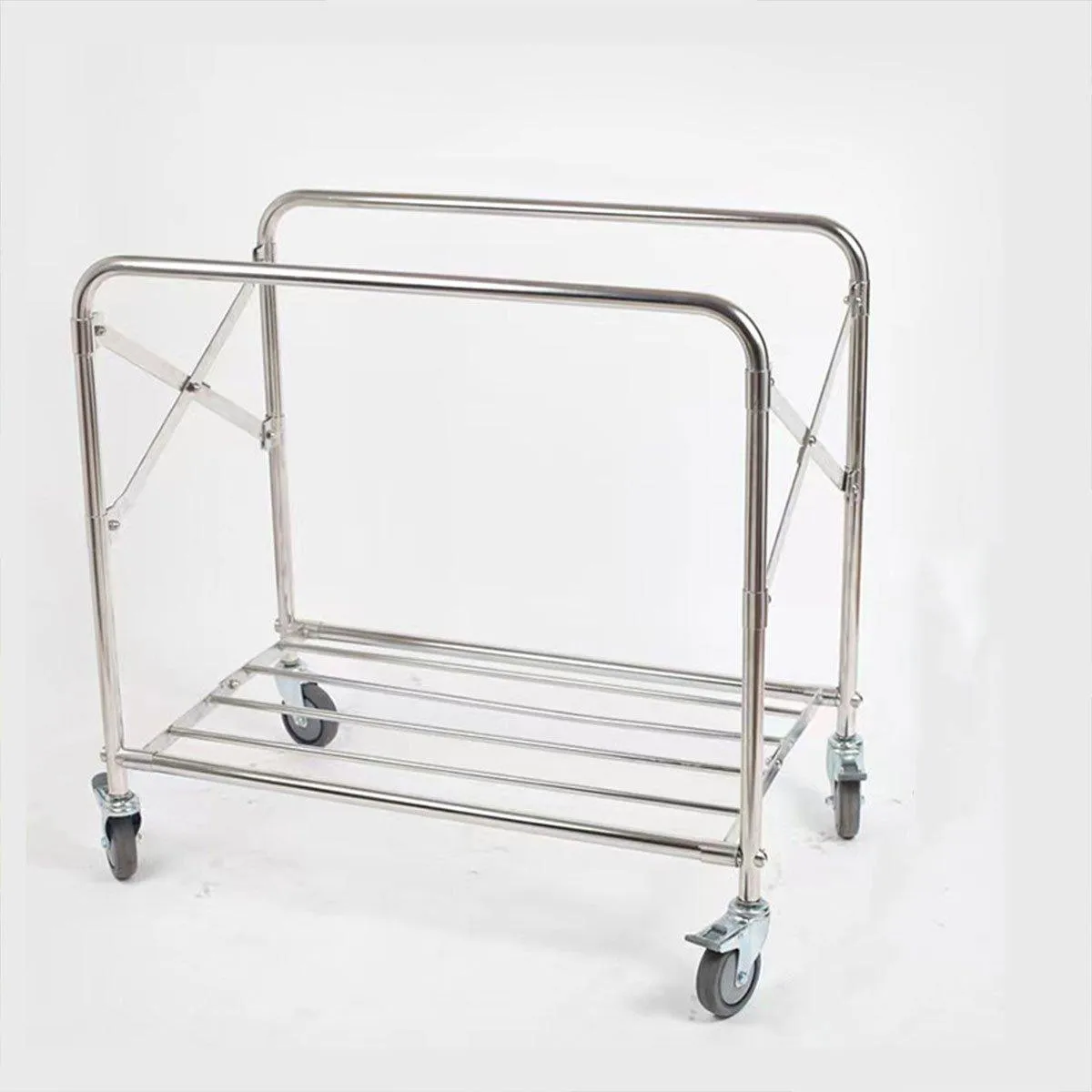 Folding Linen Trolley with Hand Push Design for Storage Room Cleaning Service