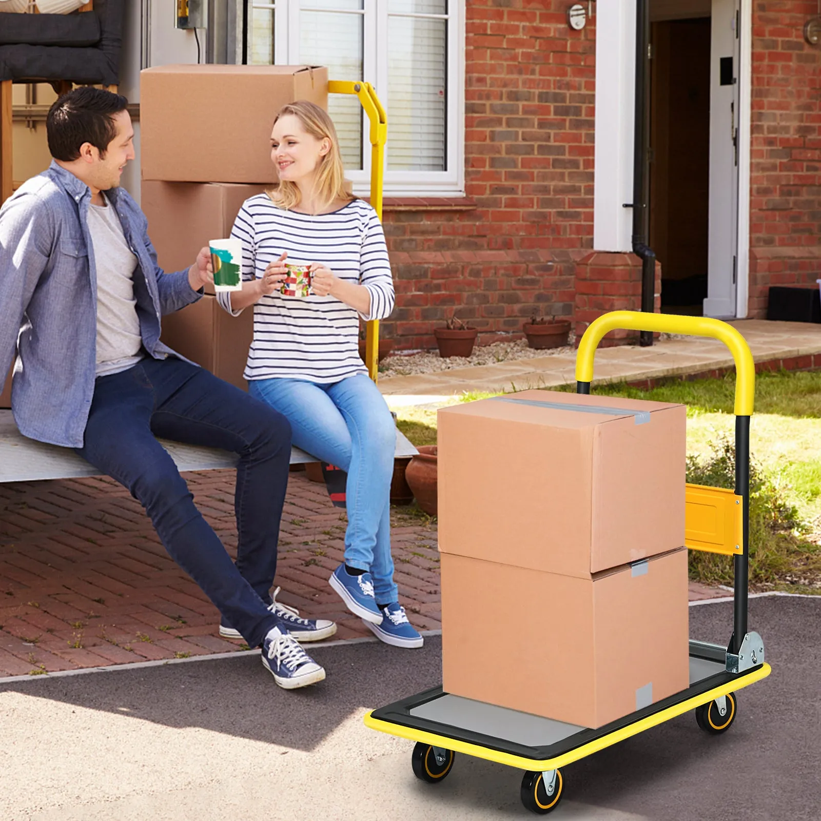 Folding Push Cart Dolly Moving Hand Truck with 360 Degree Swivel Wheels