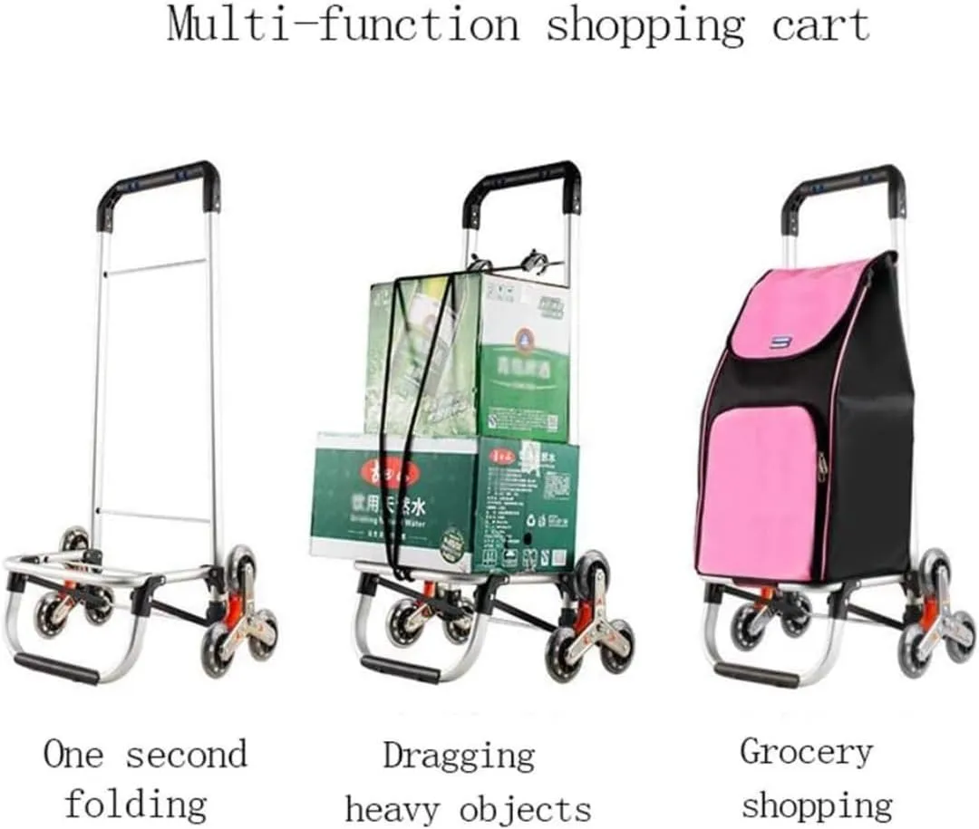 Folding Shopping Cart, Climbing The Stairs Shopping Trolley Folding Old People to Buy Food Carts Aluminum Carts Travel Trolleys Grocery Utility Carts, 90*40cm