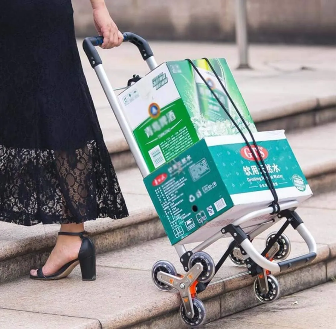 Folding Shopping Cart, Climbing The Stairs Shopping Trolley Folding Old People to Buy Food Carts Aluminum Carts Travel Trolleys Grocery Utility Carts, 90*40cm