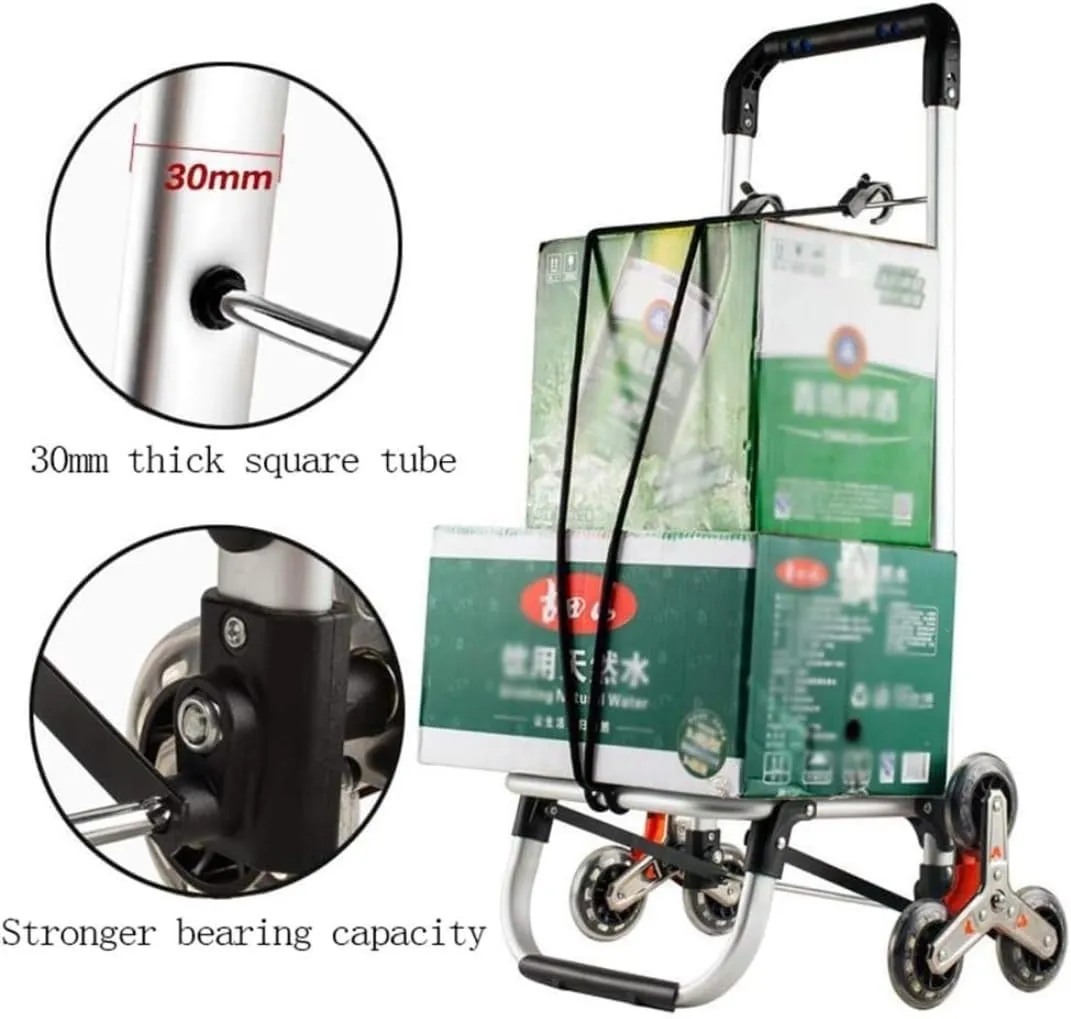 Folding Shopping Cart, Climbing The Stairs Shopping Trolley Folding Old People to Buy Food Carts Aluminum Carts Travel Trolleys Grocery Utility Carts, 90*40cm