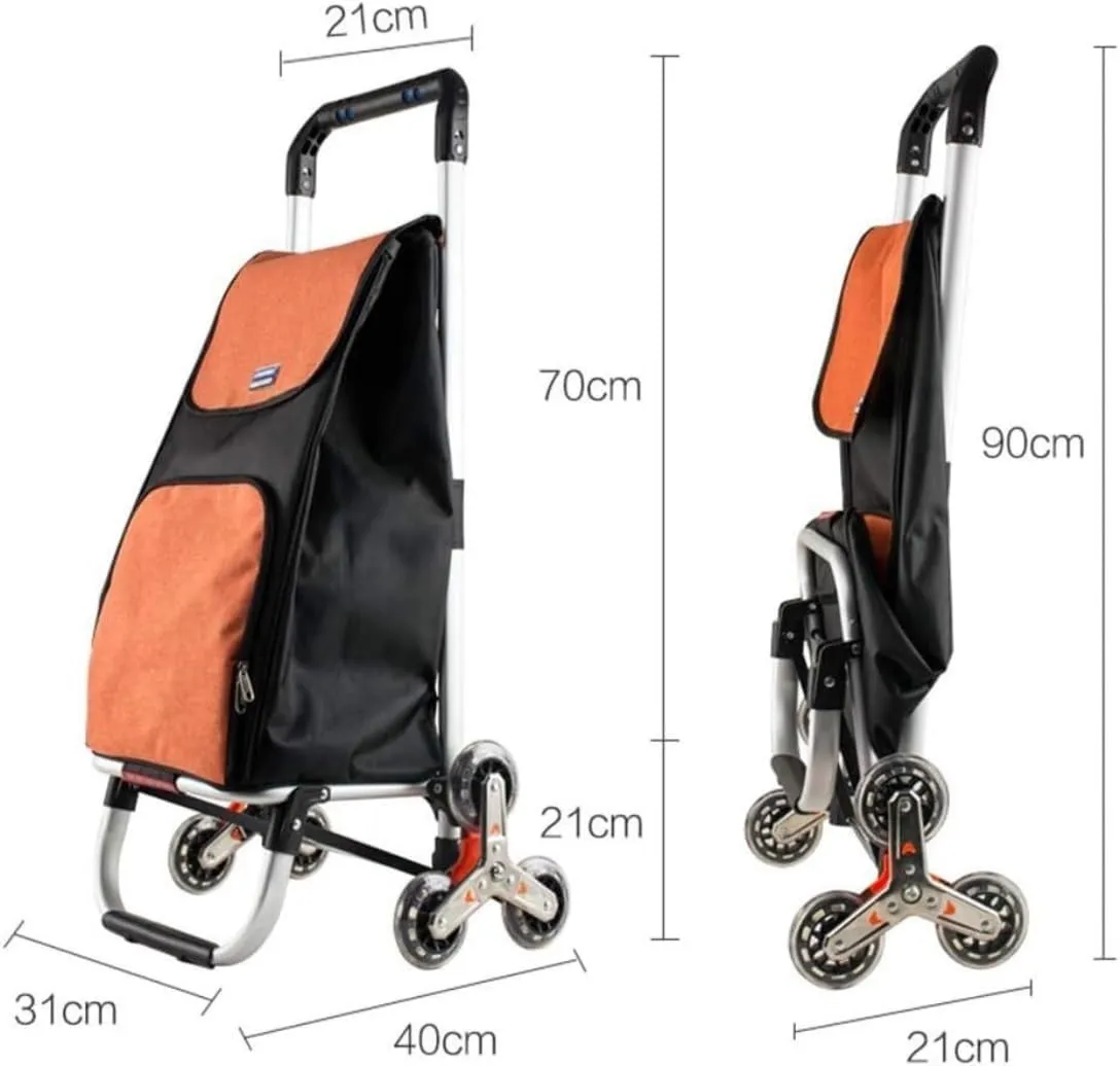 Folding Shopping Cart, Climbing The Stairs Shopping Trolley Folding Old People to Buy Food Carts Aluminum Carts Travel Trolleys Grocery Utility Carts, 90*40cm