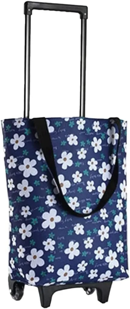 Folding Shopping Cart, Trolley Folding Shopping Bag with Wheels Portable Big Shopping Cart Trolley Bag Reusable Shopping Trolley Storage Bag Grocery Utility Carts