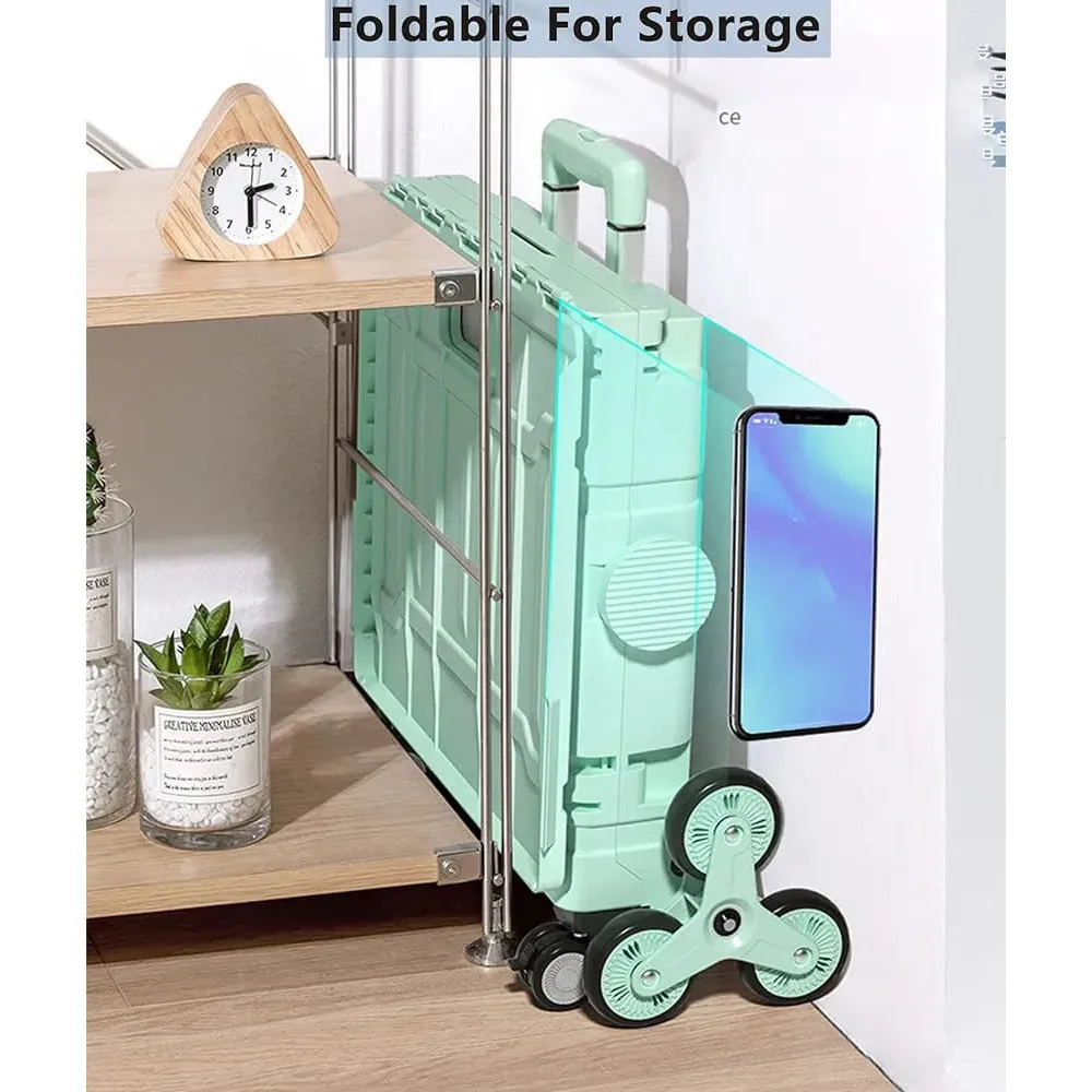 Folding Shopping Cart with Stair Climber Wheels - Collapsible Cart for Office, Camping