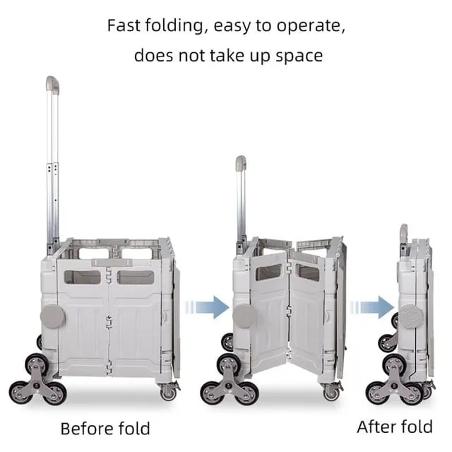 Folding Shopping Cart with Stair Climber Wheels - Collapsible Cart for Office, Camping