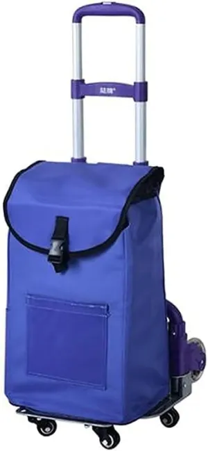 Folding Shopping Trolley Cart Portable Luggage Cart Trailer Aluminum Trolley for Shopping, Home Storage Utility Cart (Purple B)