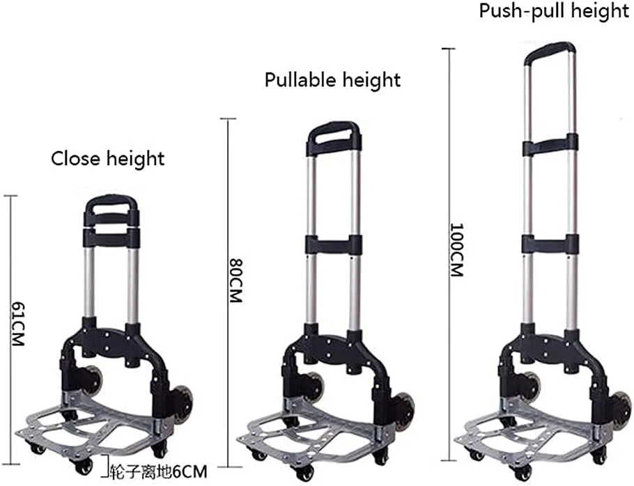 Folding Shopping Trolley Cart Portable Luggage Cart Trailer Aluminum Trolley for Shopping, Home Storage Utility Cart (Purple B)