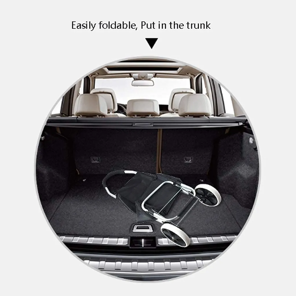 Folding Trolley Bag Portable Buy Cart Aluminum Alloy Trolley Shopping Bag Travel Small Car Grocery Cart (Black C)