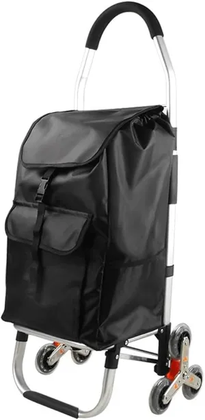 Folding Trolley Bag Portable Buy Cart Aluminum Alloy Trolley Shopping Bag Travel Small Car Grocery Cart (Black C)