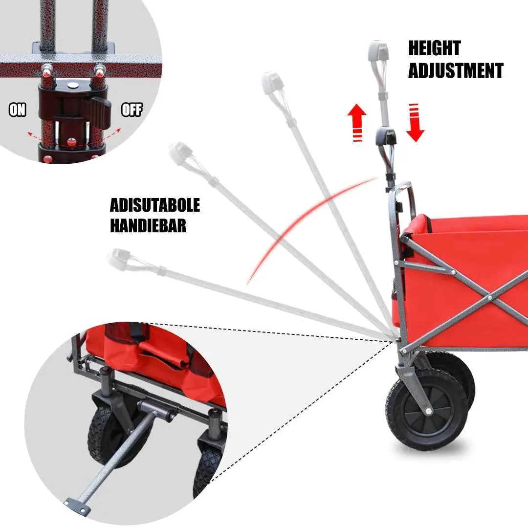 Folding Wagon Cart for Garden Red
