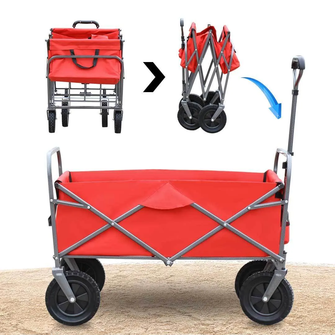 Folding Wagon Cart for Garden Red
