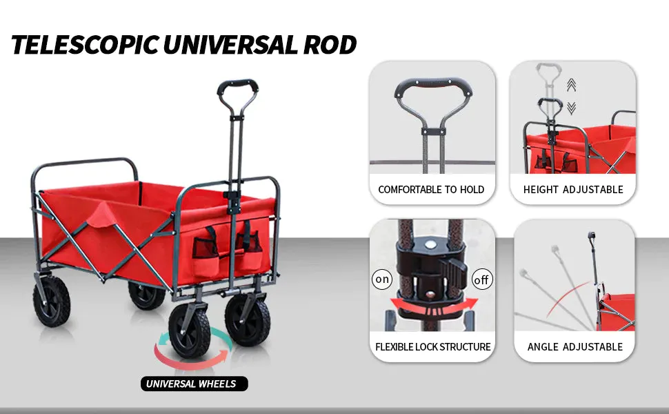 Folding Wagon Cart for Garden Red