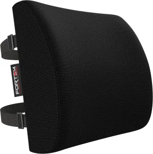 FORTEM Lumbar Support Cushion, Back Support for Office Chair and Car Seat, Back Rest for Gaming Chair, Memory Foam Pillow, Desk Chair Cushion, Breathable & Washable Cover, Adjustable Straps