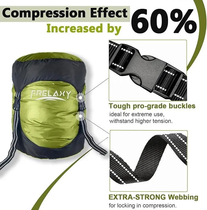 Frelaxy Compression Sack, 40% More Storage! 11L/18L/30L/45L/52L Compression Stuff Sack, Water-Resistant & Ultralight Sleeping Bag Stuff Sack - Space Saving Gear for Camping, Hiking