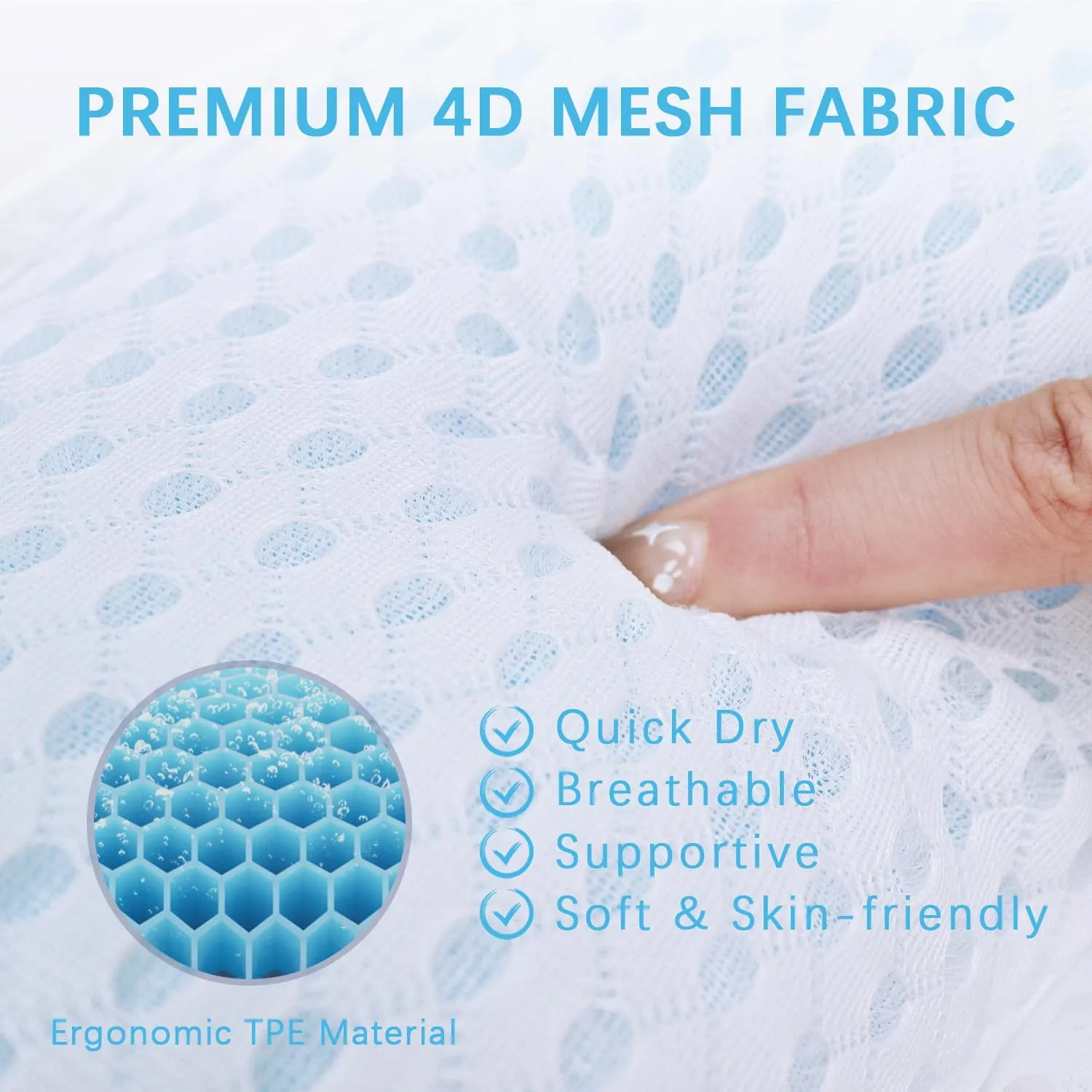 Full Body Bath Pillow with Headrest | Bath Pillows for tub with Mesh Washing Bag-Spa Bathtub Pillow for Head Neck Shoulder and Back Support,5D Air Mesh & Quick Drying (White)