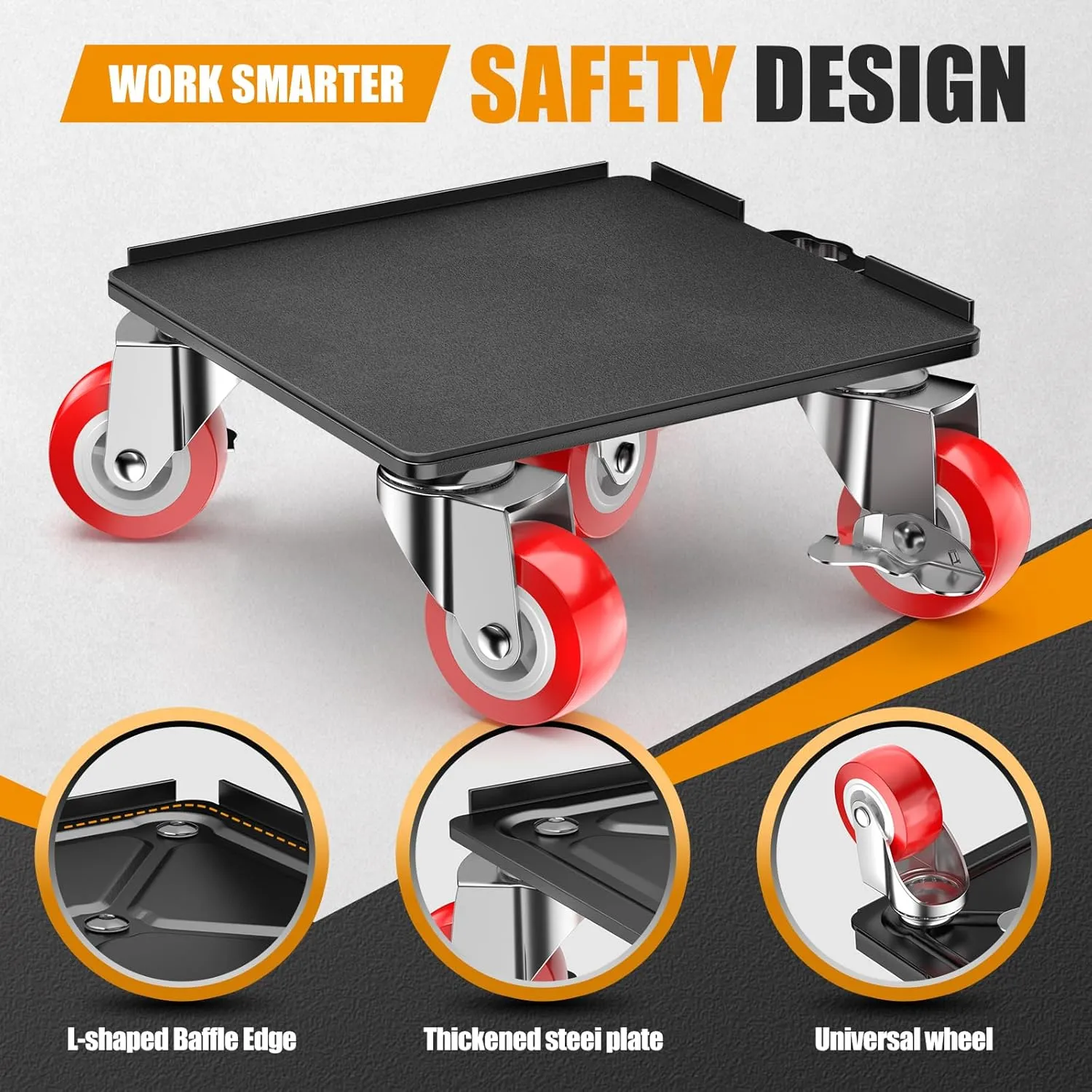 Furniture Movers and Dolly Heavy Duty 1500LBS Capacity 5X 360° Rotating Rubber Wheels Carbon Steel Panel Includes Lifter Jacks and Gliders for Sofa Refrigerator Washer Pro Set（5.4in,Red）