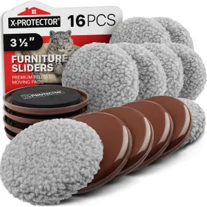 Furniture Sliders X-PROTECTOR - 8 8 Pack 3 1/2” - Multi-Surface Furniture Sliders for Carpet & Hard Floors - 8 Furniture Movers for Carpeted Floors and 8 Hardwood Socks - Move Your Furniture Easily!