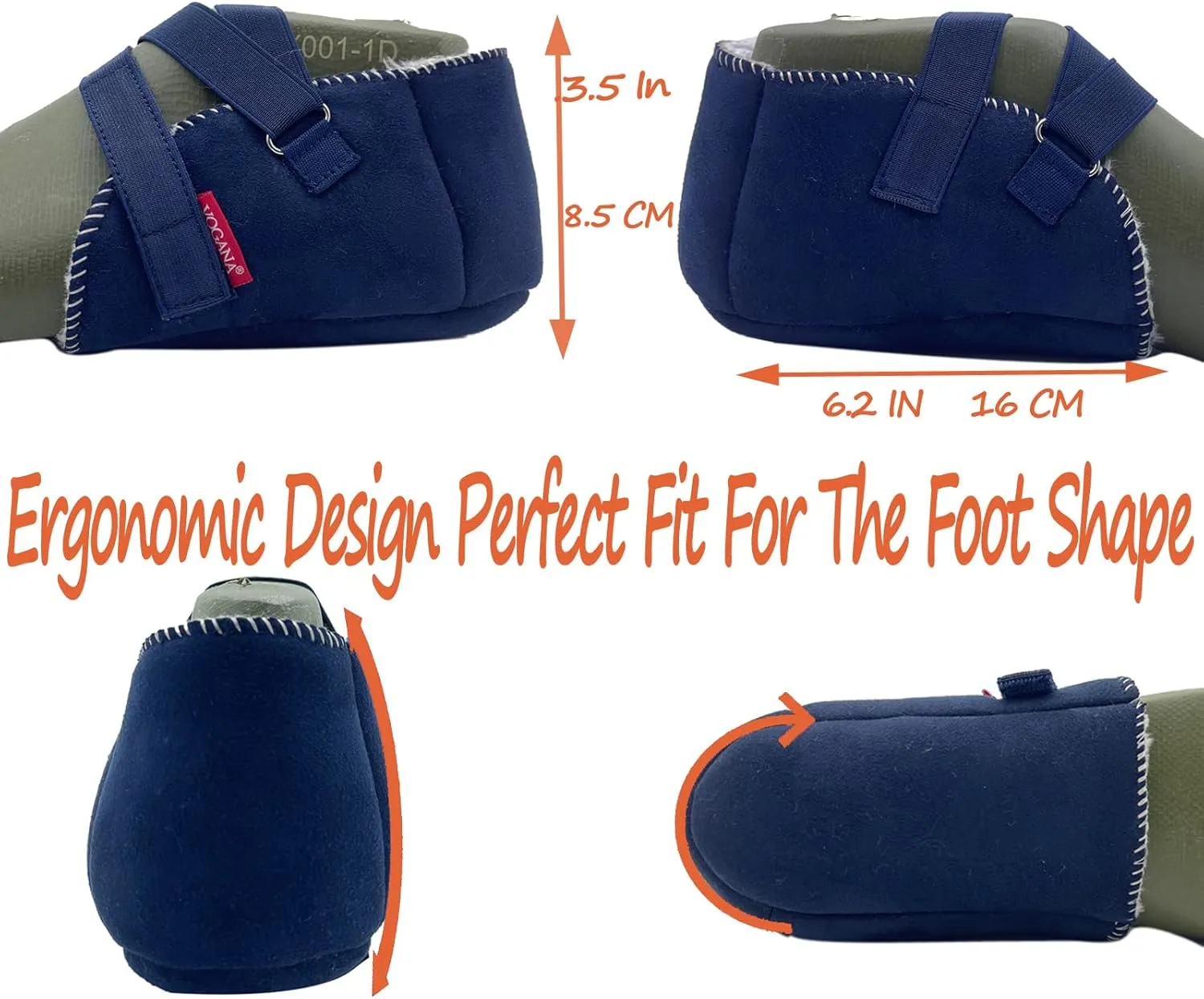 Fuzzy Heel Protectors Pillow to Relieve Pressure from Sores Ulcers Adjustable Width Inserts for Plantar Fasciitis Swollen Feet Pain Relief Neuropathy Navy 1 Pair L