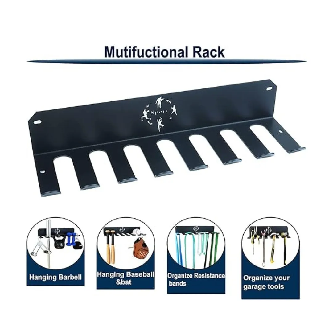 Gamma Fitness Gym Storage Rack, Home Gym Organizer Resistance Band Storage Rack Gym Wall Rack Hanger for Gym Accessories Olympic Barbells, Workout Bands, Yoga Foam Roller or Tools (17" Inch)