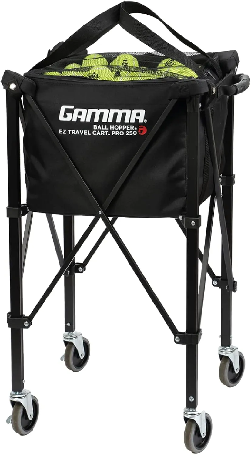 GAMMA Sports EZ Travel Cart, Tennis & Pickleball Hopper, Padel, Portable Compact Design, Sturdy Lightweight Construction, EZ Bags, 150 or 250 Capacity, Premium Carrying Case Included