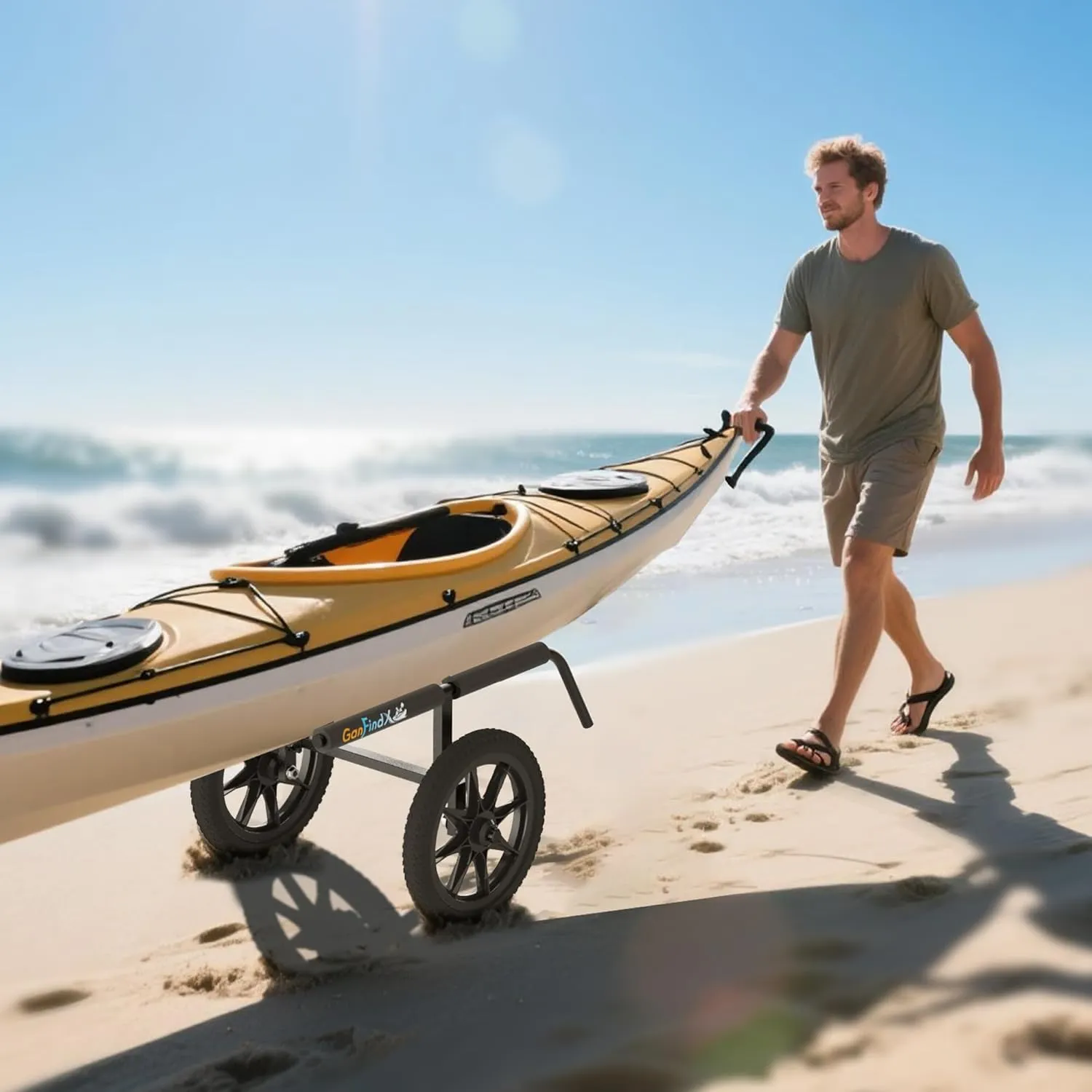 GanFindX Heavy Duty Kayak Cart | Multi-Style Kayak Trolley for Kayaks, Canoes & SUP | Durable Wheels for Easy Transport