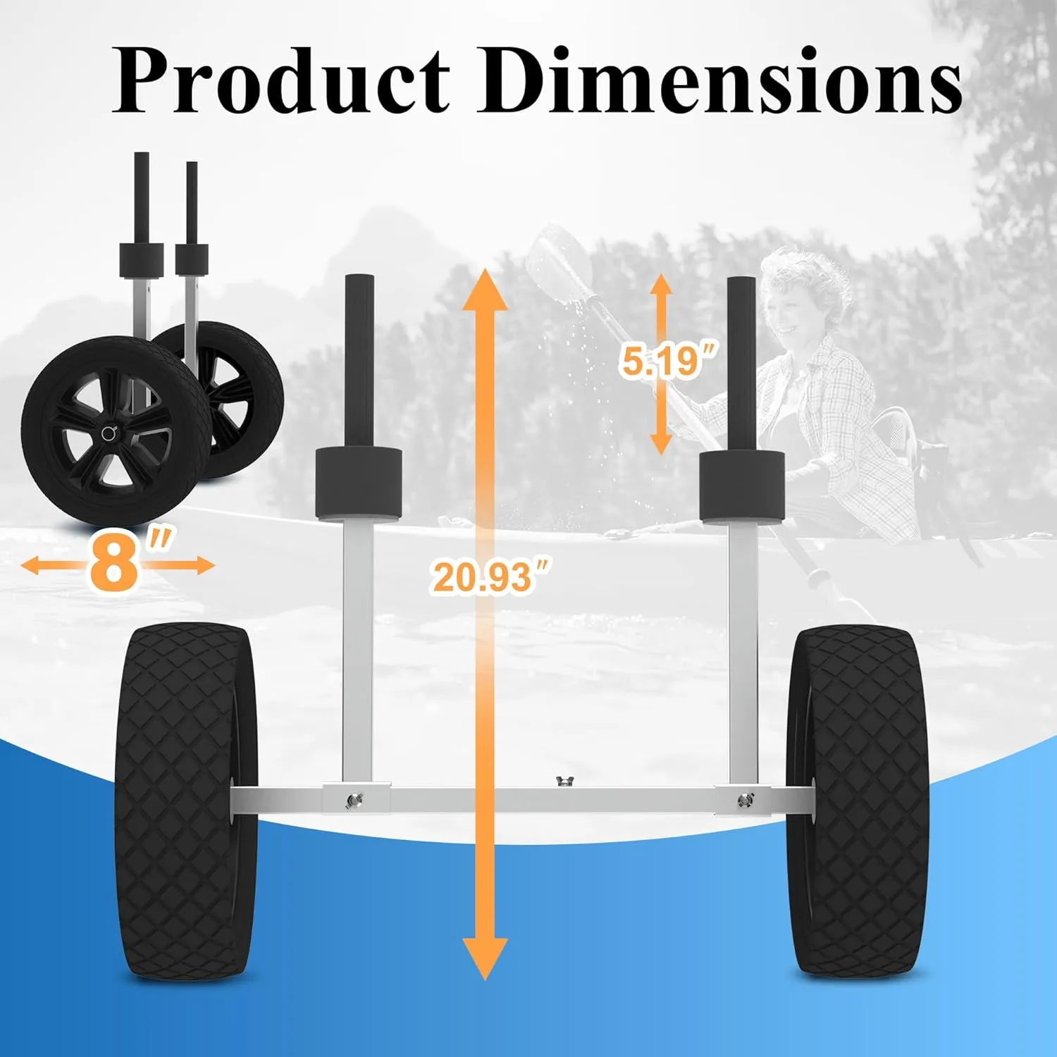 GanFindX Heavy Duty Kayak Cart | Multi-Style Kayak Trolley for Kayaks, Canoes & SUP | Durable Wheels for Easy Transport