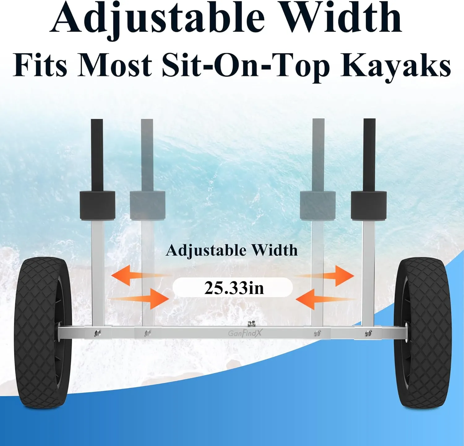 GanFindX Heavy Duty Kayak Cart | Multi-Style Kayak Trolley for Kayaks, Canoes & SUP | Durable Wheels for Easy Transport