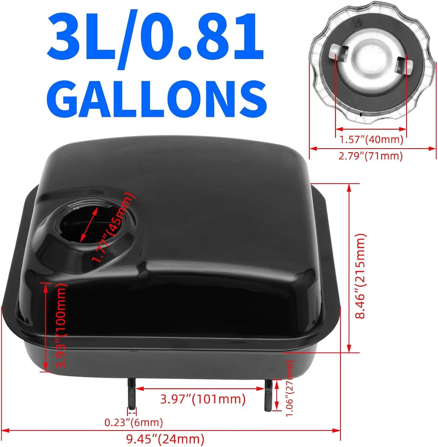Gas Fuel Tank Compatible for Coleman CT200U CT200U-A CT200U Trail, Coleman BT200X, Coleman Powersports 196cc/200cc/212cc, Trailmaster MB200 ,Baja Warrior 196cc, Hammerhead 80T (Upgrade Black)