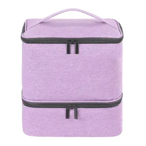 Gel Nail Polish Storage Organizer Nail Dryer Bag Double Layer Carrying Case Holds 30 Bottles (15ml/0.5 Fl.Oz) Fingernail Polish Travel Storage Bag for Manicure Accessories, Purple (BAG ONLY)