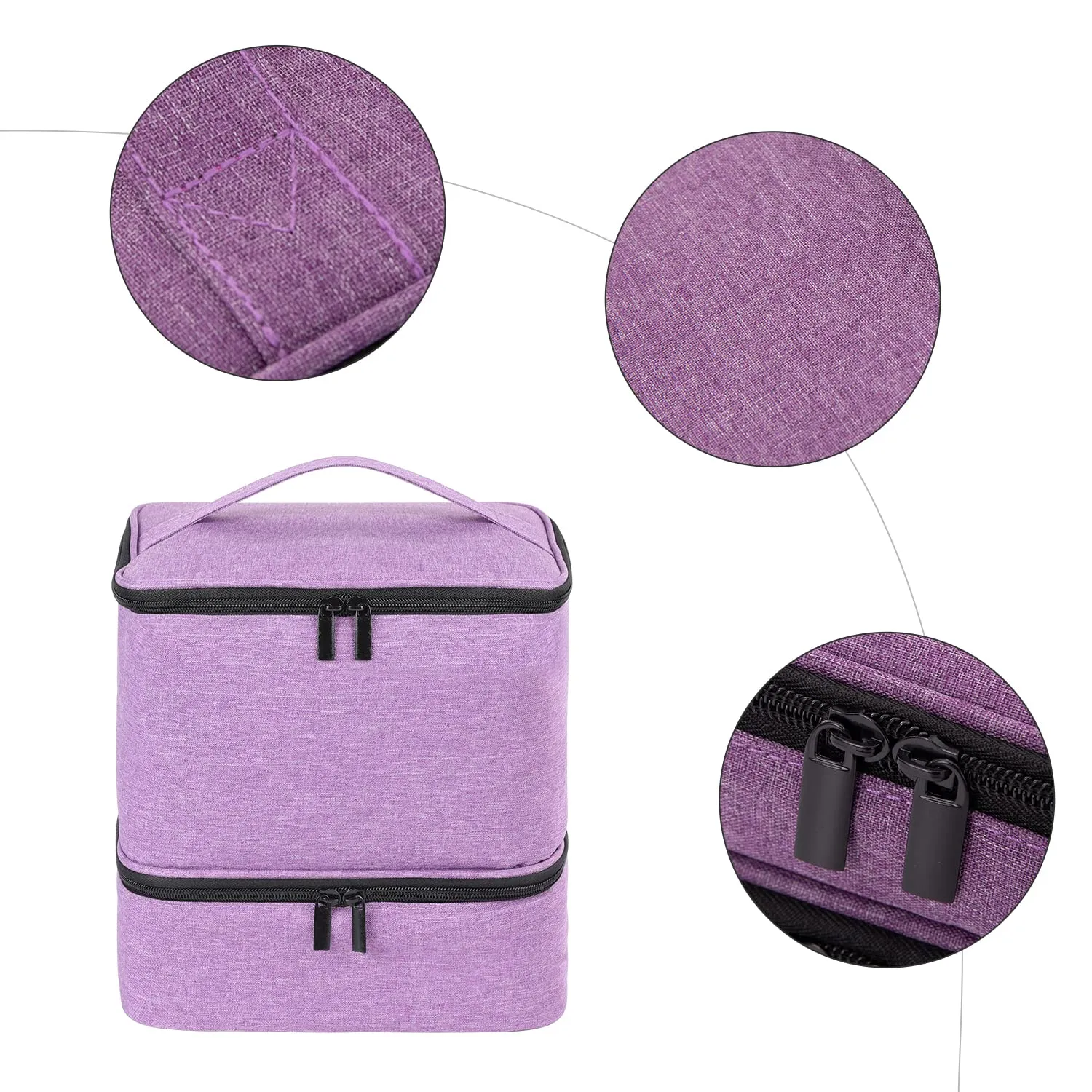 Gel Nail Polish Storage Organizer Nail Dryer Bag Double Layer Carrying Case Holds 30 Bottles (15ml/0.5 Fl.Oz) Fingernail Polish Travel Storage Bag for Manicure Accessories, Purple (BAG ONLY)