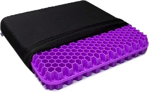 Gel Seat Cushion Pillow - Double Thick Office Chair Car Egg Seat Cushion Pillow for Back, Coccyx & Tailbone Pain Relief Pad - Pressure Reducing Honeycomb Designed for Comfort