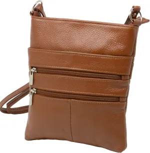 Genuine Leather Organizer Purse Mini Handbag Travel Bag Zippered Shoulder Purse
