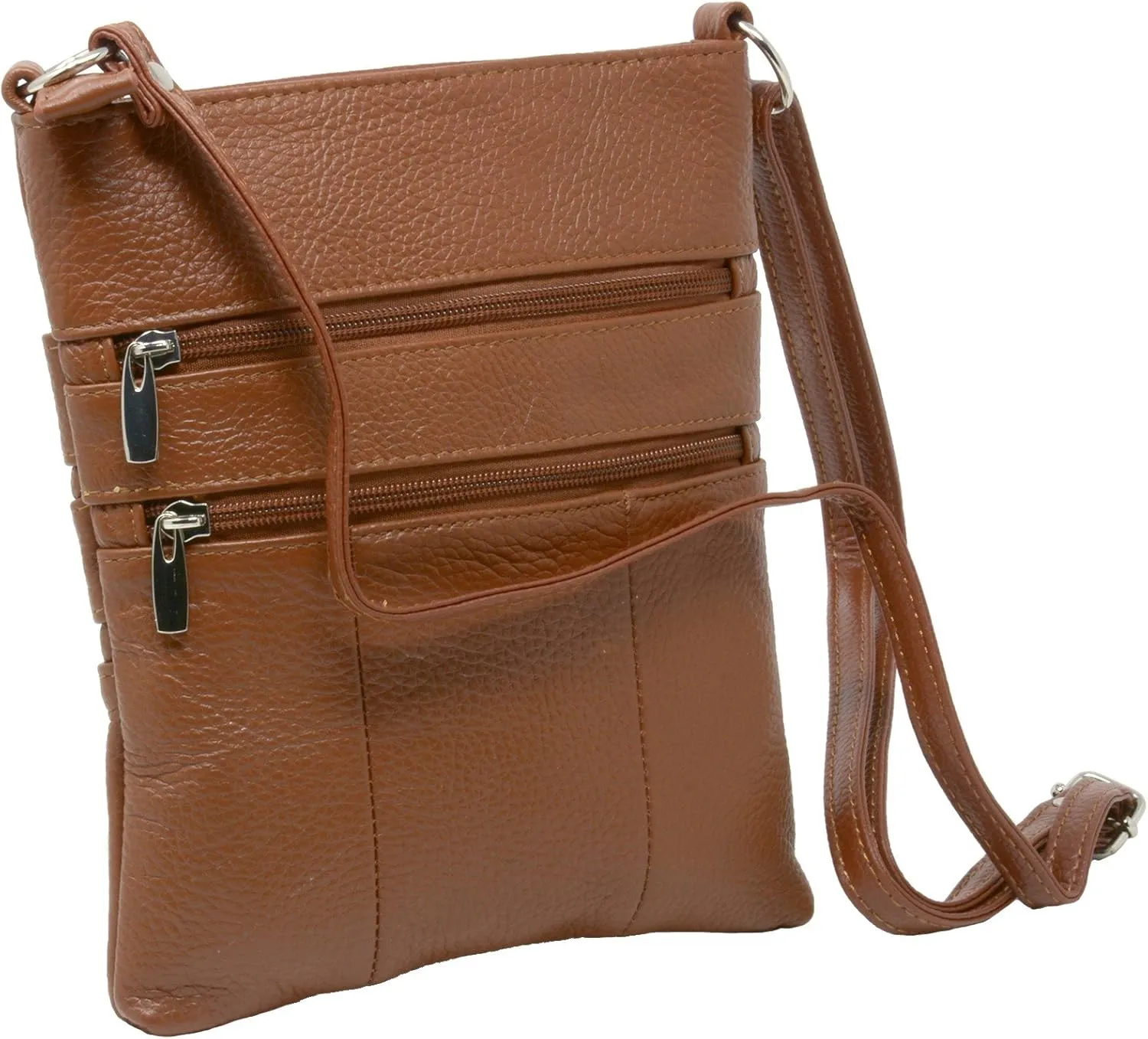 Genuine Leather Organizer Purse Mini Handbag Travel Bag Zippered Shoulder Purse