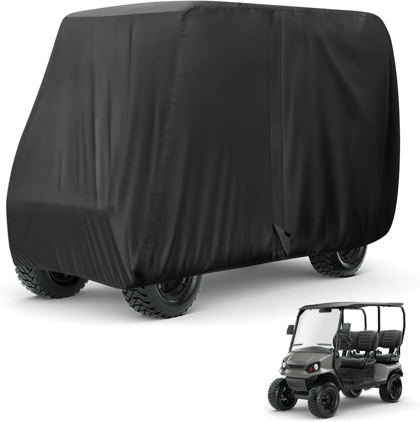 Golf Cart Cover 4/6 Passenger,115/118/120/123/144/150/156 Inch Waterproof Universal Golf Cart Cover for Evolution EZGO Club Car,Outdoor Protection Golf Cart Accessories