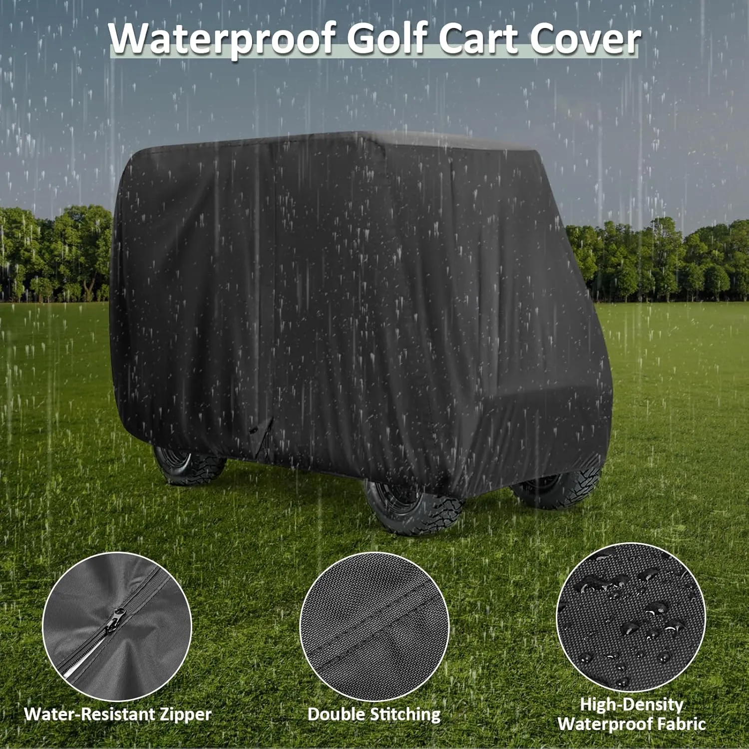 Golf Cart Cover 4/6 Passenger,115/118/120/123/144/150/156 Inch Waterproof Universal Golf Cart Cover for Evolution EZGO Club Car,Outdoor Protection Golf Cart Accessories