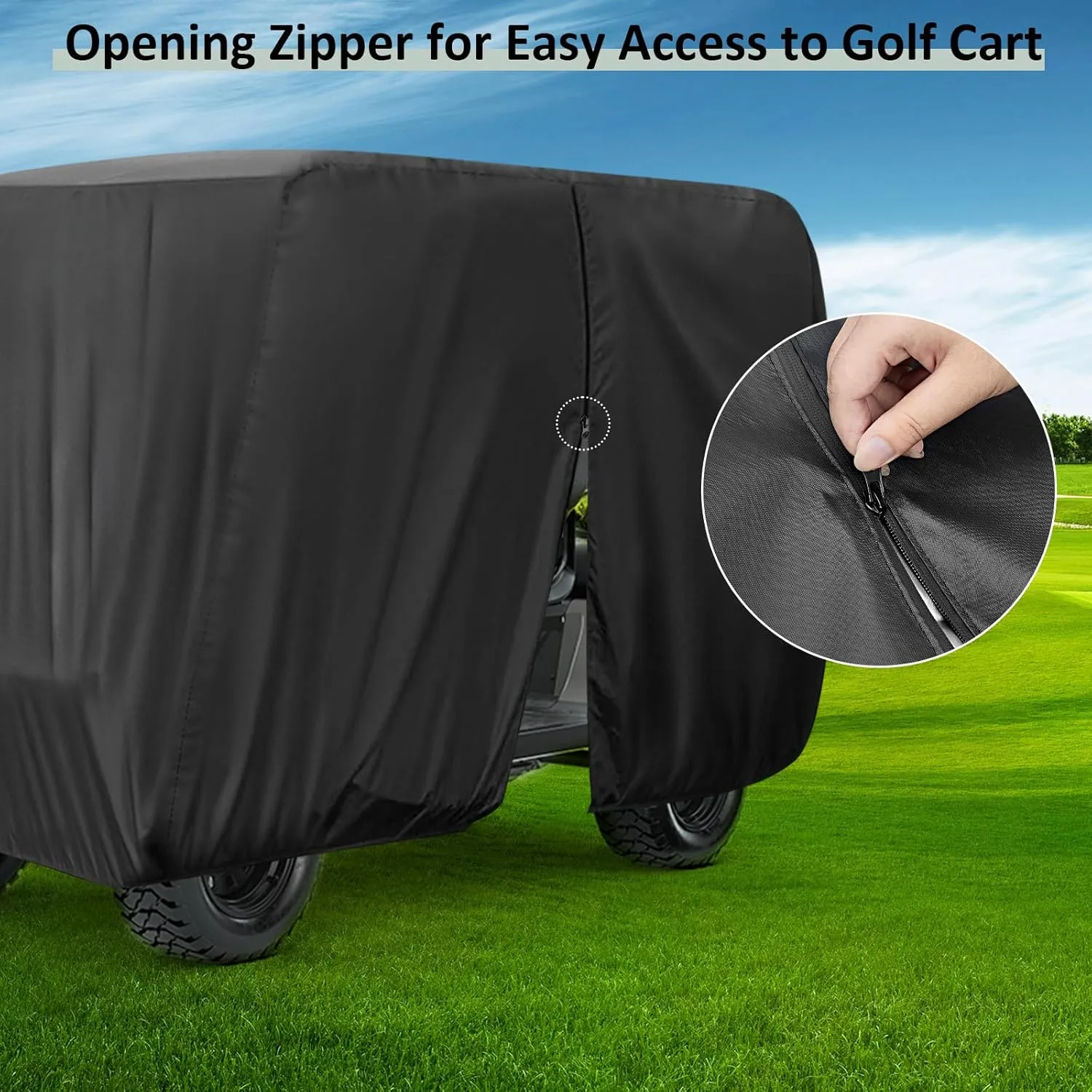 Golf Cart Cover 4/6 Passenger,115/118/120/123/144/150/156 Inch Waterproof Universal Golf Cart Cover for Evolution EZGO Club Car,Outdoor Protection Golf Cart Accessories