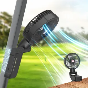 Golf Cart Fan Magnetic Rechargeable Camping Fan Outdoor,10400mAh Battery Operated Portable Clip on Fans,Lights,4 Speeds,70° Oscillation,Emergency Power Bank,Personal USB Cooling Fan